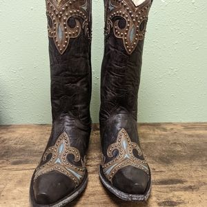 Old Gringo Cowboy boots 7.5. L 814-1 Taka Brown Stud 13"  with turquoise NWT New